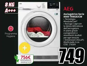 MediaWorld AEG Asciugatrice Serie 8000 TR8G83CW offerta