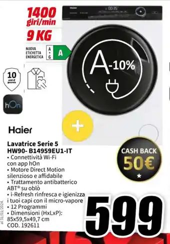 MediaWorld Haier Lavatrice Serie 5 HW90- B14959EU1-IT offerta