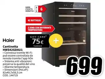 MediaWorld Haier Cantinetta HWS42GDAU1 offerta