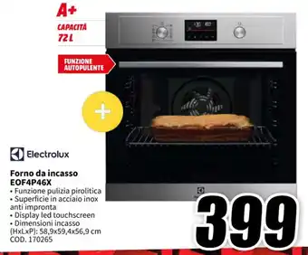 MediaWorld Electrolux Forno da incasso EOF4P46X offerta