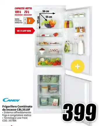 MediaWorld CANDY Frigorifero Combinato da incasso CBL3518F offerta