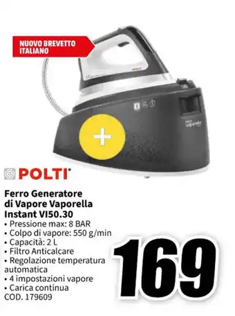 MediaWorld POLTI Ferro Generatore di Vapore Vaporella Instant VI50.30 offerta