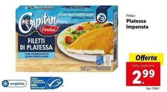 Lidl Findus Platessa impanata 250g offerta