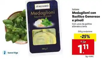 Lidl Italiamo Medaglioni con Basilico Genovese e pinoli 250g offerta