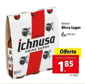 Lidl Ichnusa Birra Lager 3x 0,33l offerta
