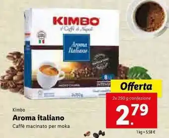 Lidl Kimbo Aroma italiano 2x 250g offerta
