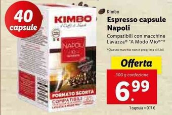 Lidl Kimbo Espresso capsule Napoli 300g offerta