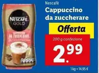 Lidl Nescafé Cappuccino da zuccherare 200g offerta