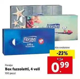 Lidl Floralys Box fazzoletti, 4 veli 100 pezzi offerta