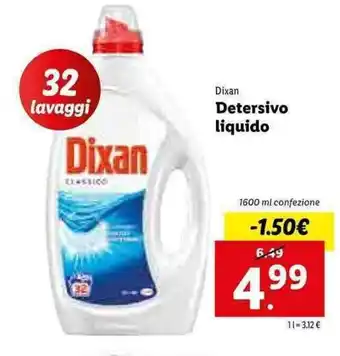 Lidl Dixan Detersivo liquido 1600ml offerta