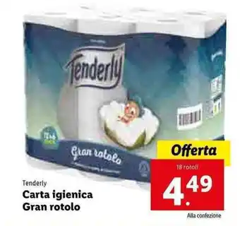 Lidl Tenderly Carta igienica Gran rotolo 18 rotoli offerta