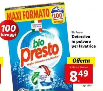 Bio Presto Detersivo in polvere per lavatrice 5,5kg