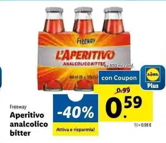 Lidl Freeway Aperitivo analcolico bitter 6x 100ml offerta
