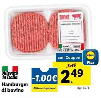 Lidl Hamburger di bovino 400g offerta