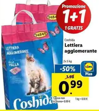 Lidl Coshida Lettiera agglomerante 2x5kg offerta