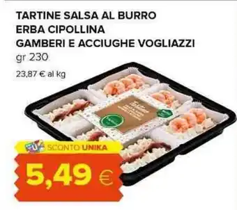 Oasi TARTINE SALSA AL BURRO ERBA CIPOLLINA GAMBERI E ACCIUGHE VOGLIAZZI gr 230 offerta
