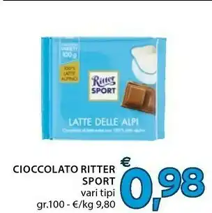 Mercatò Ritter Sport - Cioccolate al Latte 100 g(ml) offerta