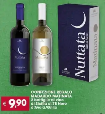 Despar CONFEZIONE REGALO MADAUDO MATINATA 2 bottiglie di vino di Sicilia cl.75 Nero d'Avola/Grillo offerta