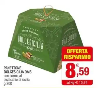 PANETTONE DOLCESICILIA DAIS con crema al pistacchio di sicilia g 800