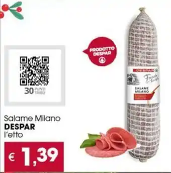 Despar Salame Milano DESPAR l'etto offerta