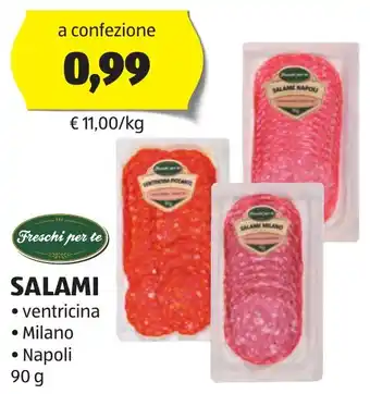 ALDI SALAMI ventricina Milano Napoli 90 g offerta