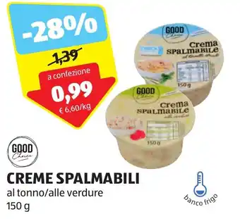 ALDI CREME SPALMABILI al tonno/alle verdure 150 g offerta
