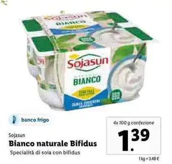 Lidl Sojasun Bianco naturale Bifidus 4x 100g offerta