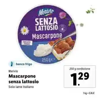 Merivio Mascarpone senza lattosio 250g