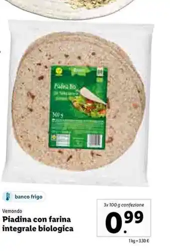 Lidl Vemondo Piadina con farina integrale biologica 3x 100g offerta