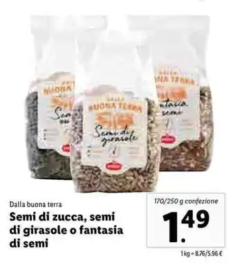 Lidl Semi di zucca, semi di girasole o fantasia di semi 170/250g offerta