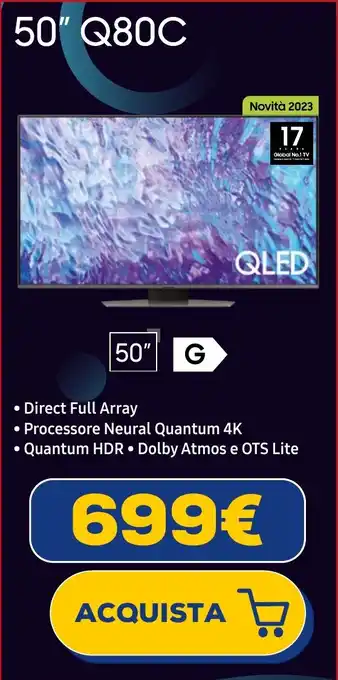 Euronics SAMSUNG QLED 50" Q80C offerta