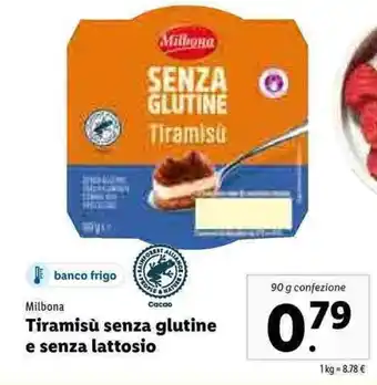 Lidl Milbona Tiramisù senza glutine e senza lattosio 90g offerta
