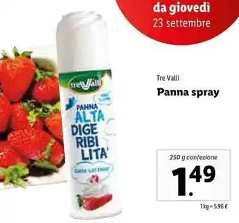 Lidl Tre Valli Panna spray 250g offerta