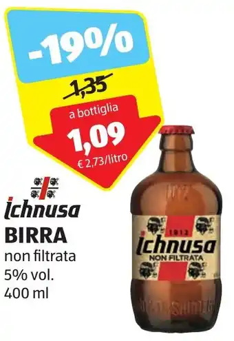 ALDI Ichnusa BIRRA non filtrata 5% vol. 400 ml offerta