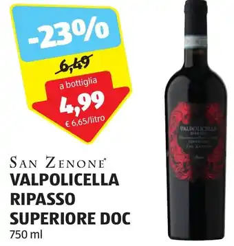 ALDI SAN ZENONE VALPOLICELLA RIPASSO SUPERIORE DOC 750 ml offerta