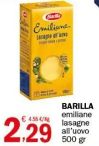 Crai BARILLA emiliane lasagne all'uovo 500 gr offerta