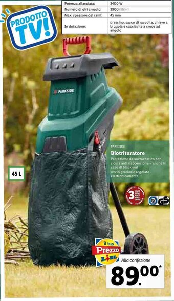 Lidl Parkside Biotrituratore offerta