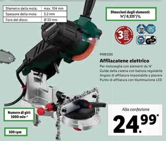 Lidl Parkside Affilacatene elettrico offerta
