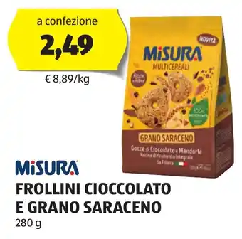 ALDI MISURA FROLLINI CIOCCOLATO E GRANO SARACENO 280 g offerta