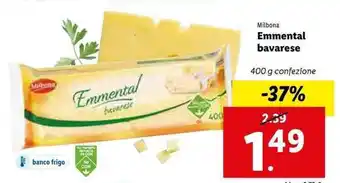 Lidl Milbona Emmental bavarese 400g offerta
