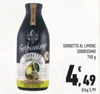 Conad SORBETTO AL LIMONE SORBISSIMO 750 g offerta