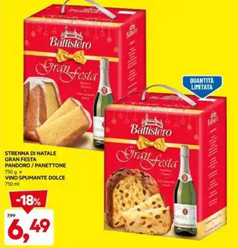DPiù STRENNA DI NATALE GRAN FESTA PANDORO / PANETTONE VINO SPUMANTE DOLCE 750 ml offerta