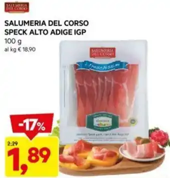 DPiù SALUMERIA DEL CORSO SPECK ALTO ADIGE IGP 100 g offerta