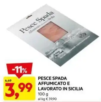DPiù PESCE SPADA AFFUMICATO E LAVORATO IN SICILIA 100 g offerta
