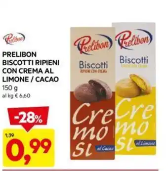 DPiù PRELIBON BISCOTTI RIPIENI CON CREMA AL LIMONE / CACAO 150 g offerta
