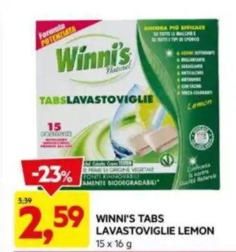 DPiù WINNI'S TABS LAVASTOVIGLIE LEMON 15 x 16 g offerta