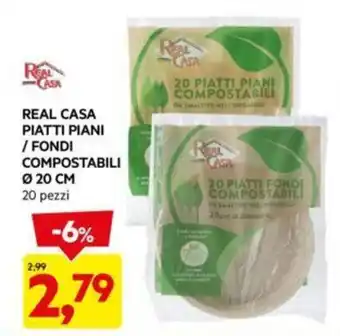 DPiù REAL CASA PIATTI PIANI / FONDI COMPOSTABILI Ø 20 CM 20 pezzi offerta