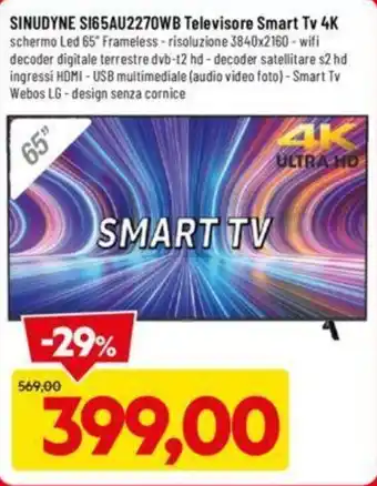 DPiù SINUDYNE SI65AU2270WB Televisore Smart Tv 4K offerta