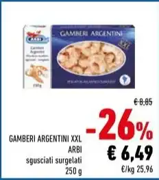 Conad GAMBERI ARGENTINI XXL ARBI sgusciati surgelati 250 g offerta