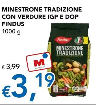 Migross Superstore MINESTRONE TRADIZIONE CON VERDURE IGP E DOP FINDUS 1000 g offerta
